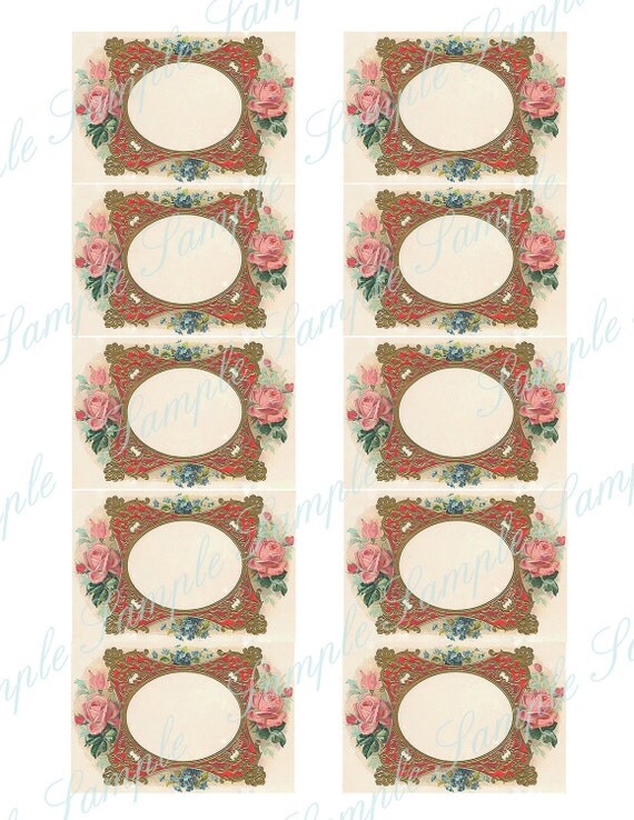 Victorian Pink Roses Labels Digital Collage by CuriousCrowDigital