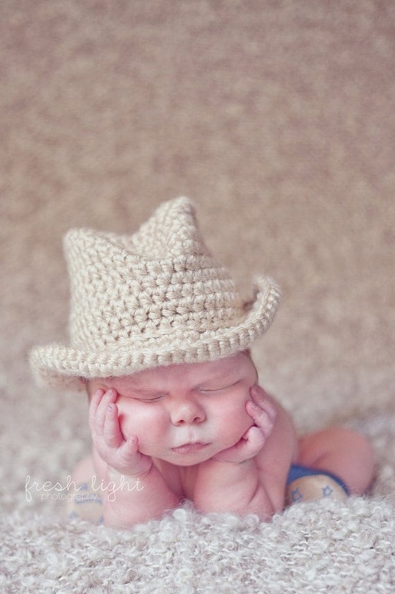 Crochet Baby Cowboy Hat for Newborn