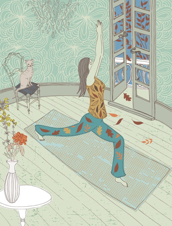 Mindfulness -  limited edition print of an illustration of a woman doing yoga
