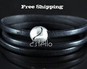 Jewelry Trends - Triple Wrap leather bracelet - Magnetic clasp - Eco Spanish genuine leather - Personalized - Men - Woman - Handmade
