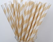200 IVORY CREAM Stripe Paper Straws.... w/ DIY Blank Printables...Paper Drinking Straws....Cake Pop Sticks, Retro, Wedding, Birthdays
