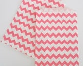 24 PINK Chevron Paper Bags.....Pink Chevron Design Favor Bags.....Wedding Favors, Birthdays, Loot Bags, Candy Bags