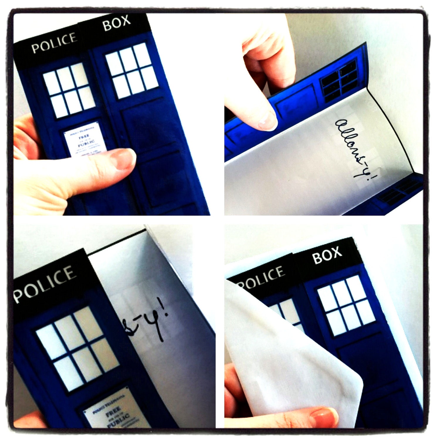 Doctor Who Inspired TARDIS Greeting Card, Blue Police Box by Bohemian Bear, BLANK INSIDE