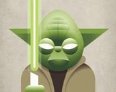 Master Yoda. Print 12x17in (30x42cm) plus FREE Button Pin