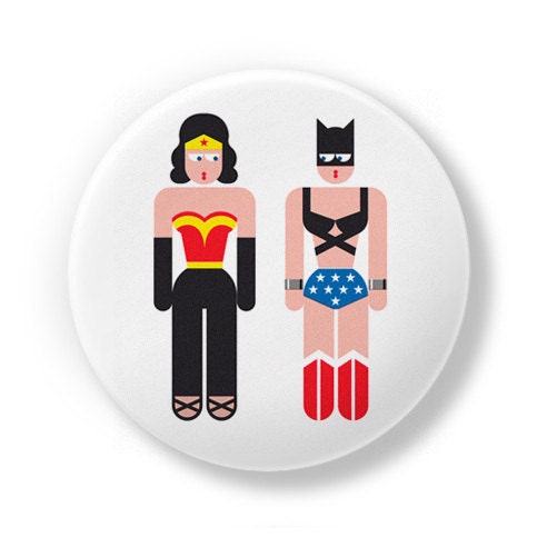 Wonder Woman & Cat Woman in "Bad Laundry Day". Print 12x17in (30x42cm) plus FREE Button Pin
