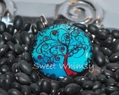 Broze curly tree poker chip pendant