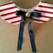 Sailor Style Detachable Handmade Collar / Red and White Stripe Peter Pan Col with Navy Blue Petersham Ribbon Tie and Nautical Golden Button