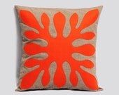 Hawaiian Pillow Cover ALOHA - pumpkin orange, burnt brown 18x18 inches, Hawaii Pillow, Modern Cushion, Contemporary, Made to Order