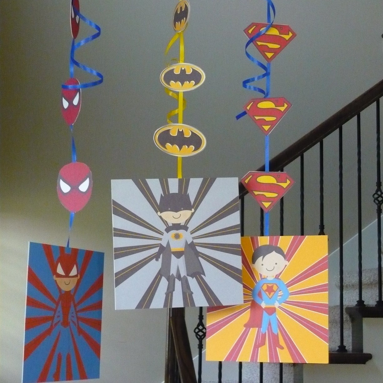 Super Hero hanging decorations, DIY PRINTABLE with superman, batman and spiderman Il_170x135