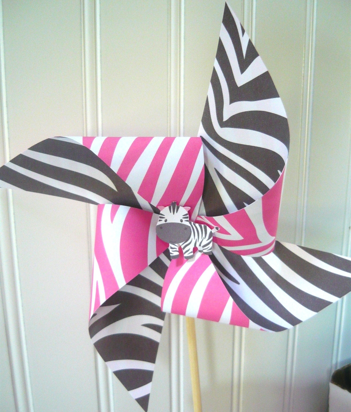 DIY Pinwheels in zebra print with hot pink for any occasion and printable Il_570xn