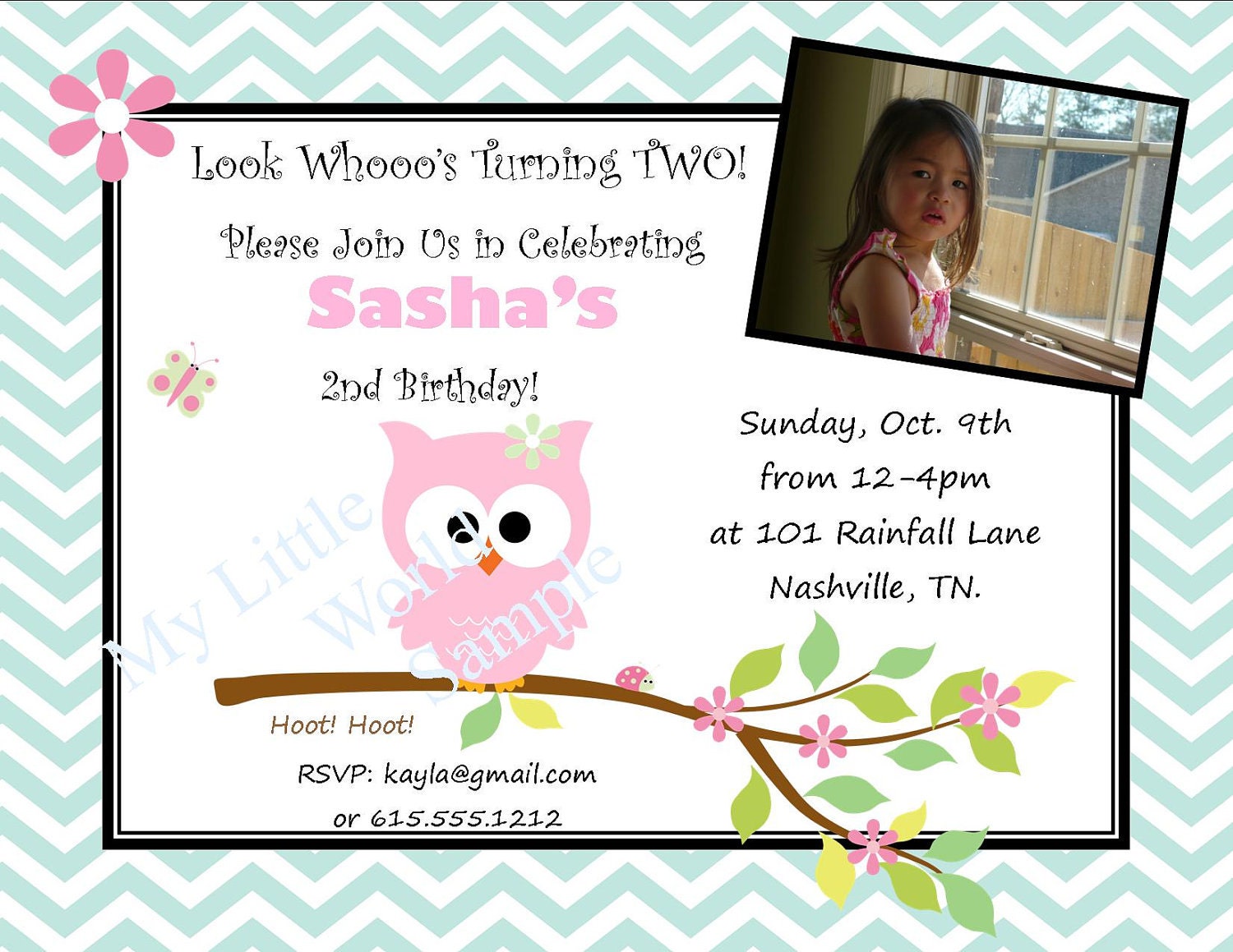 PRINTABLE Owl birthday photo card (4x6 or 5x7) Il_570xn