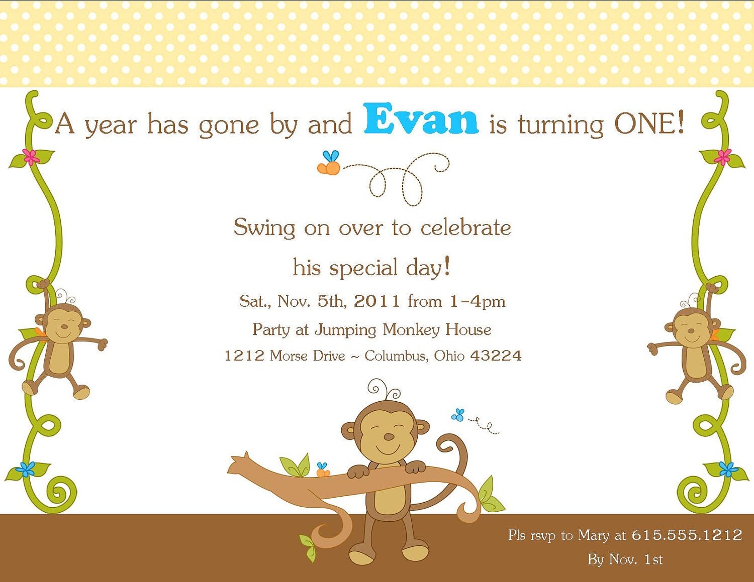 Monkey invitation, monkey birthday invitation, monkey invites, little ...