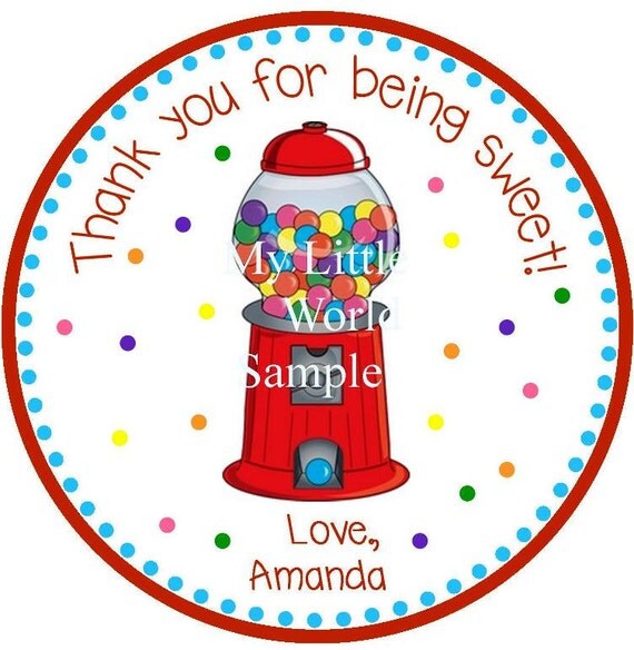 Gumball party favor tags, Cotton Candy, Candy Rock Gift Tags or stickers (2-3/4" circle) Il_570xn