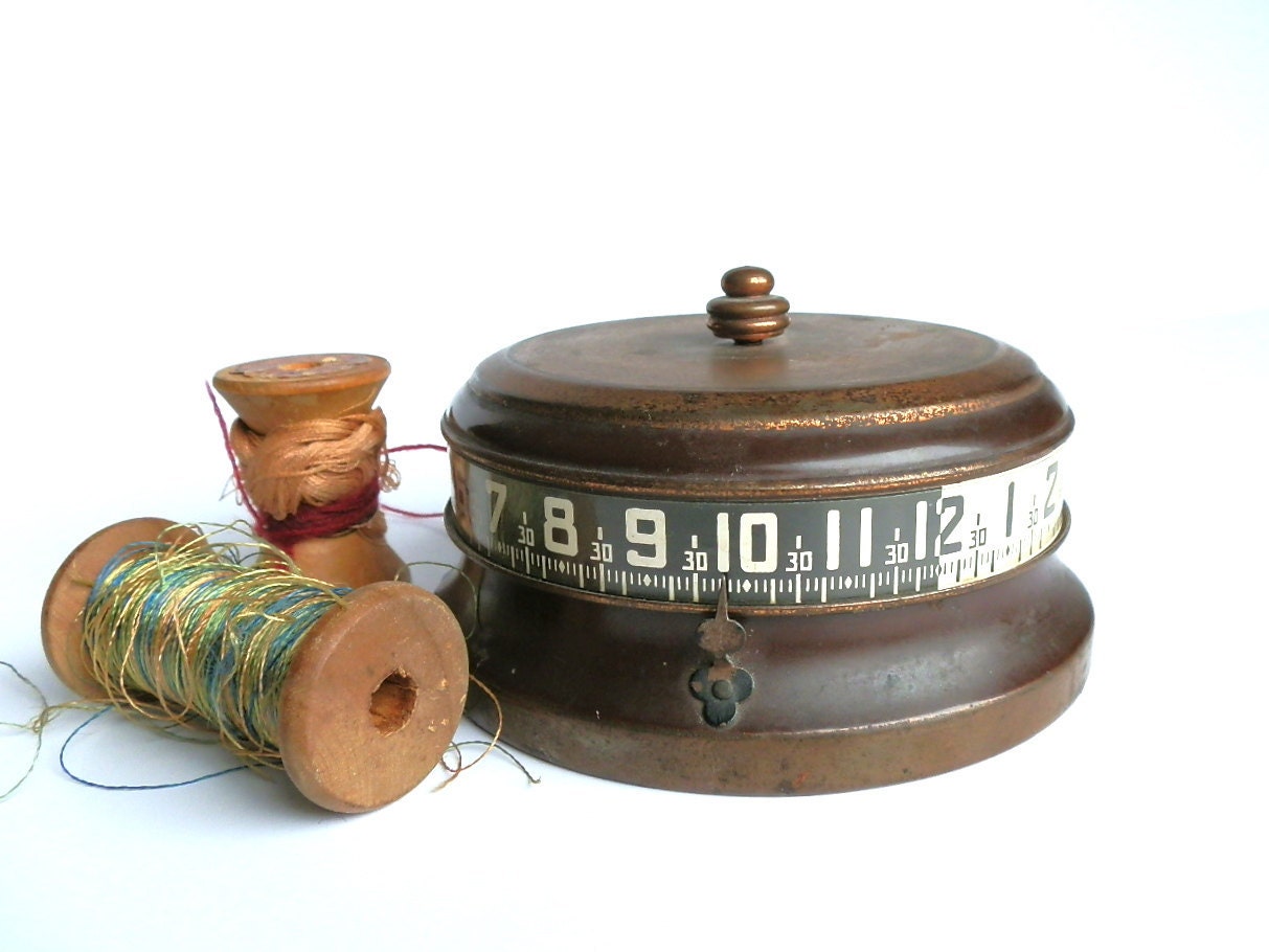 Vintage Tape Measure Clock Lux Mystery Rotary by DairyFarmAntiques