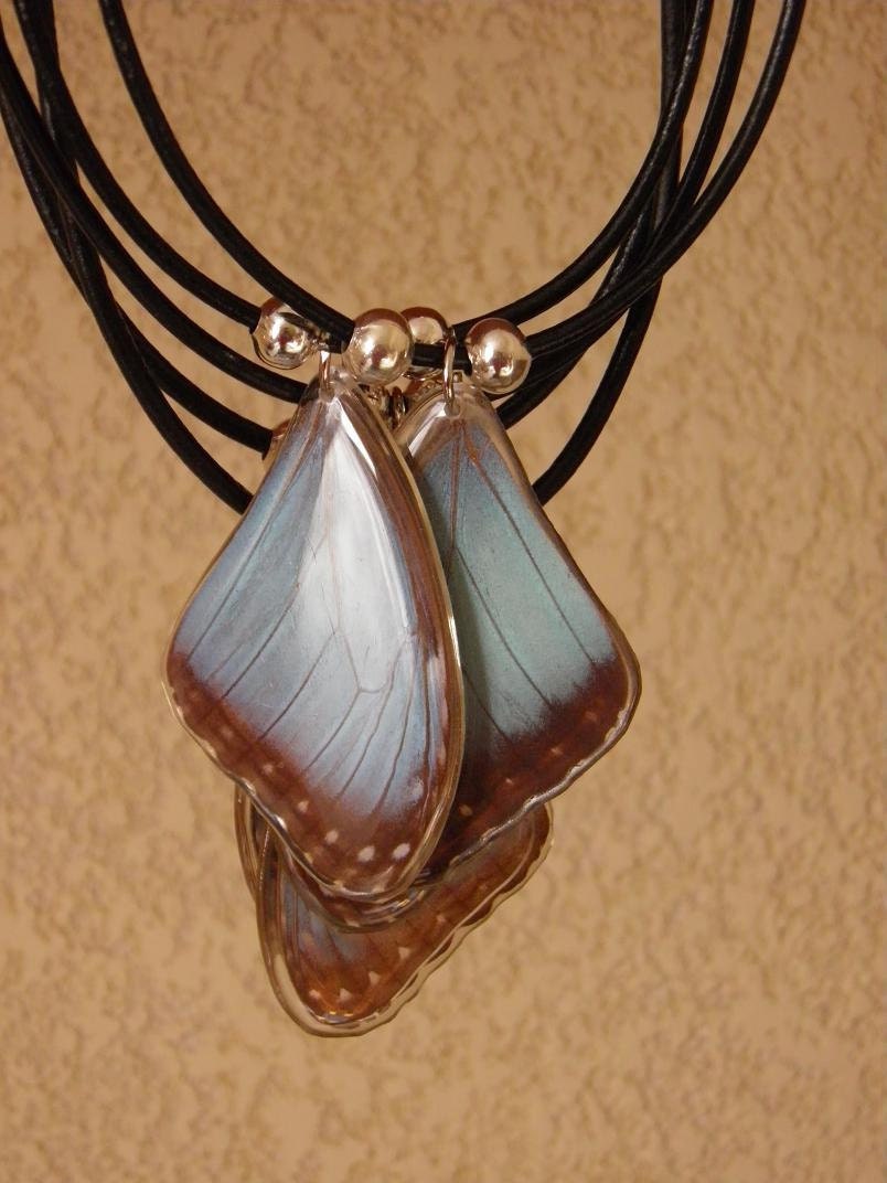 Blue Morpho Wing choker, in Black Leather or Rubber