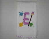 Baby Burp Cloth Embroidery  Baby Paint Alphabet Font Baby Girl Footprints