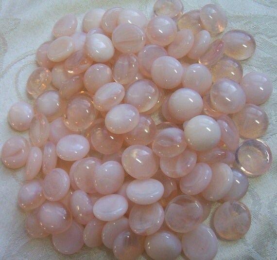 50 Glass Gems Half Marbles Blush Pink by StarryNightStudios99