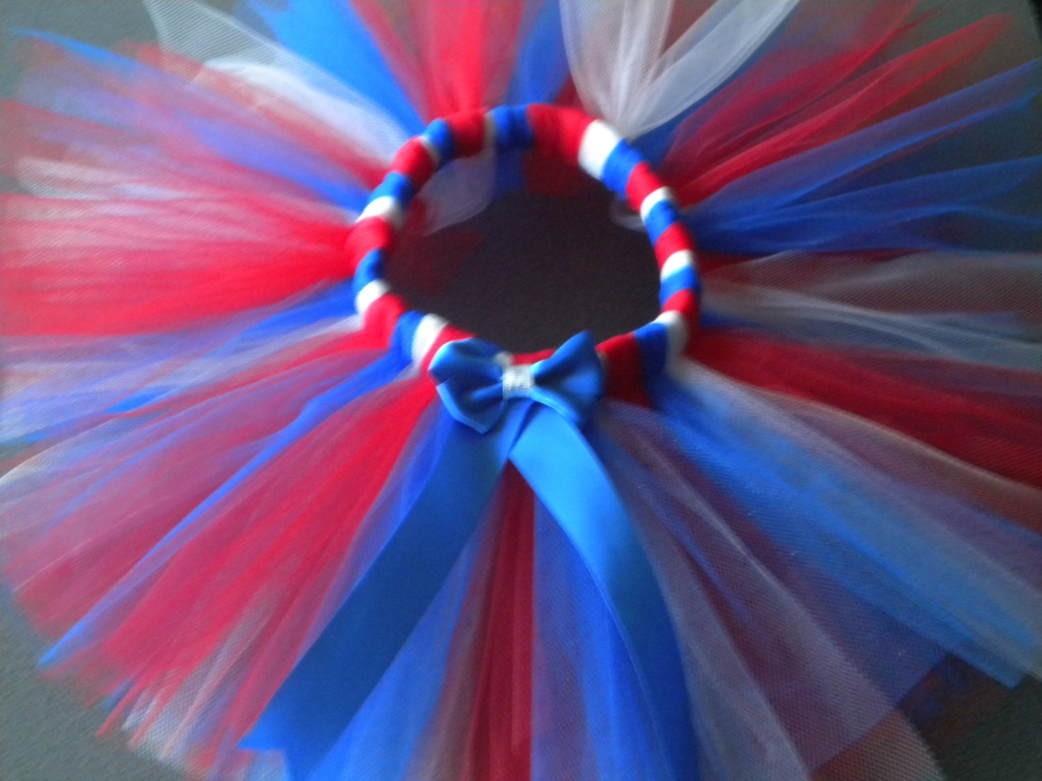 Custom Sports Tutu New England Patriots/NY Giants/Chicago Cubs/4th of July colors shown, for babies, toddlers, girls
