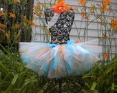 Tutu ONLY White, Orange, and Turquoise with Satin Bows, 0-5T girls babies toddlers