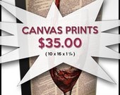 CANVAS Reproduction PRINTS - Any of Our Dictionary Designs Printed on 10x16x1.25 Stretched Canvas with Gallery Wrapped Edges