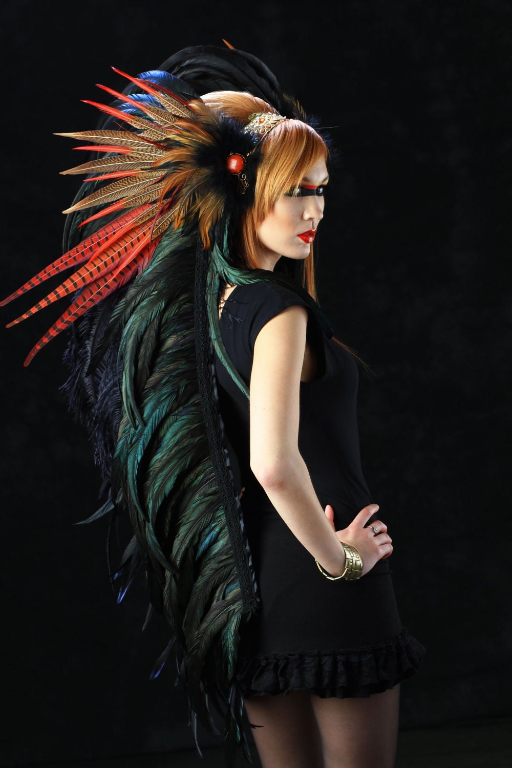 Feather Headdress - The Flame Feather Headdress- HELD for LadyLuna666