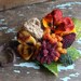 Vintage Autumn Velvet Pansy Millinery Bouquet Boutonniere Posy Corsage with Jute Bow