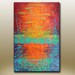 ORIGINAL ABSTRACT PAINTING Red Green Blue Color Splashes 36''x24'' Acrylic on Canvas