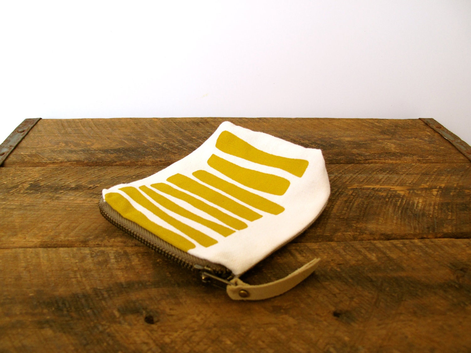 Mustard Yellow Eco Zipper Pouch - Screen Printed
