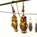 Vintage Owl Earrings 70s Gold Tone Birds on a Wire