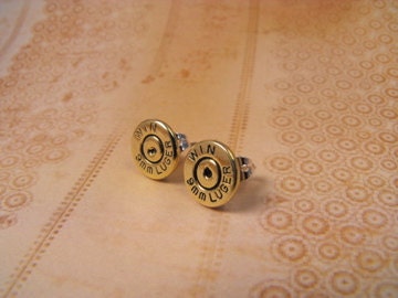 Bullet earrings brass and primer