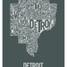 Detroit Typography Map Poster slate grey