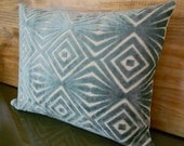 Decorative pillow cover, teal blue, cut velvet, retro diamonds, accent pillow, throw pillow