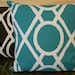 Pair of Decorative pillow covers, Turquoise bamboo lattice, trellis pillows