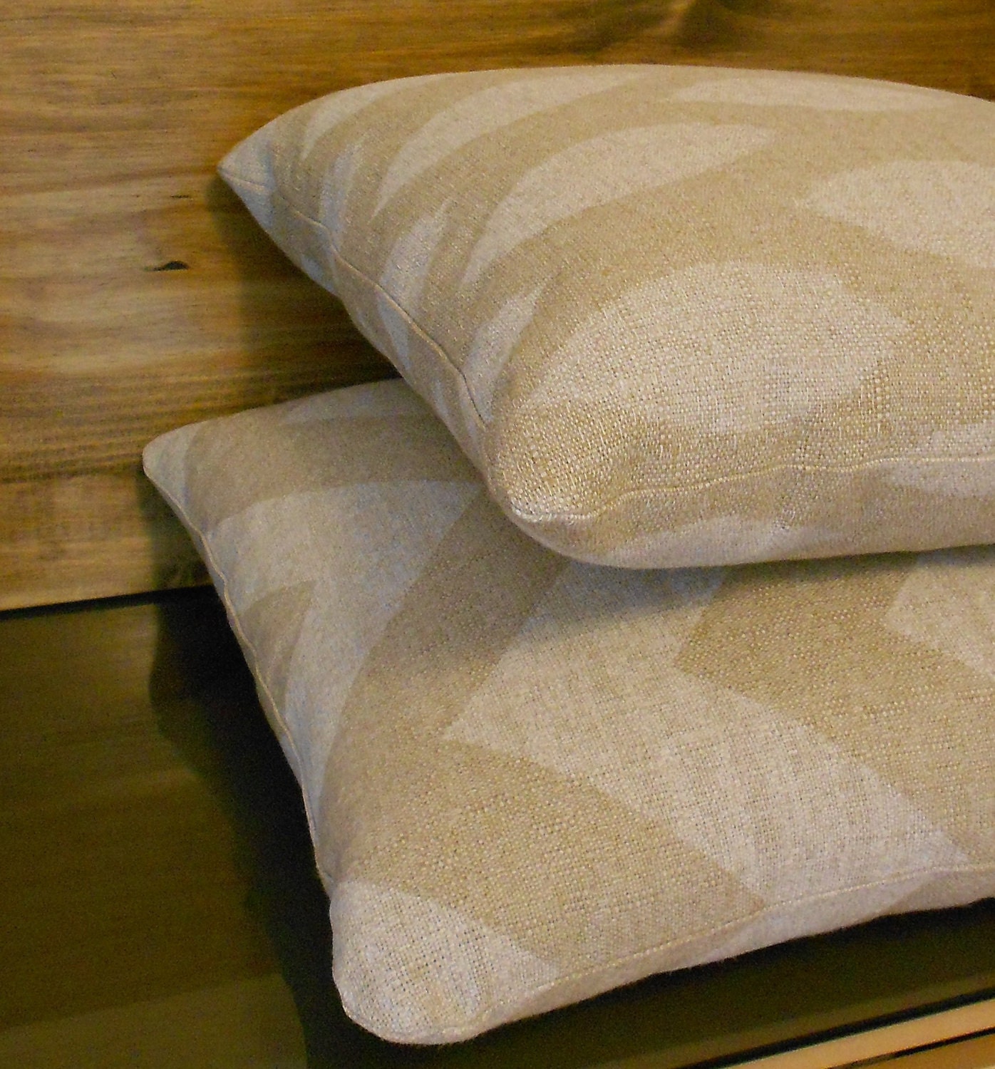 Natural beige ikat dots decorative pillow cover