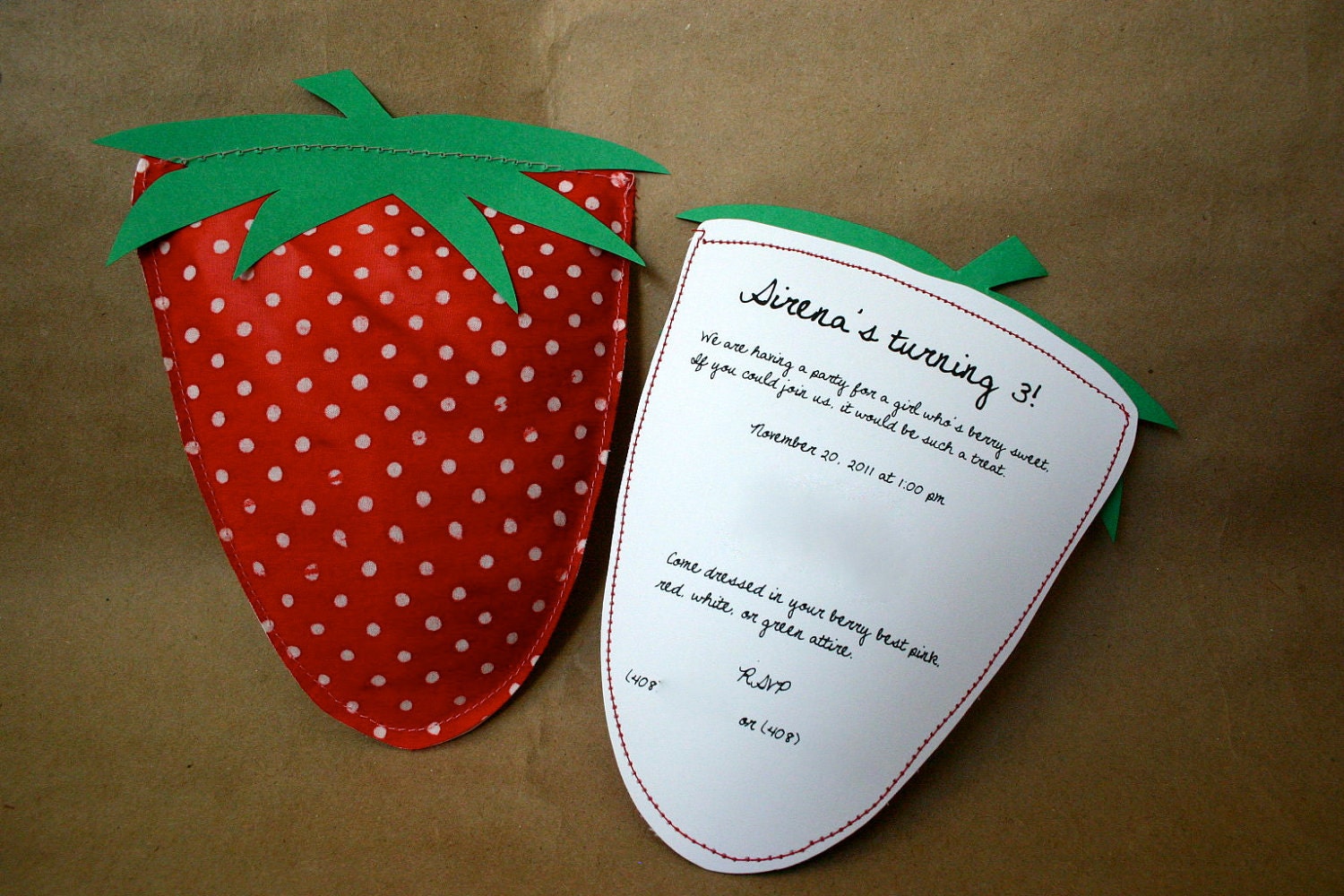 Handmade Strawberry Invitations