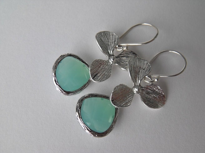 Ocean Blue Orchid Sterling Silver Earrings