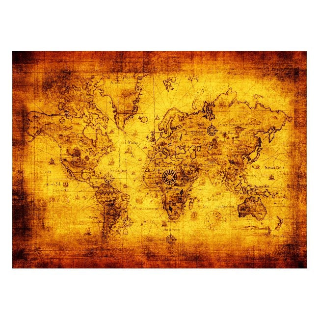 ANTIQUE WORLD Map 1M- Handmade Leather Wall Hanging - Travel Art