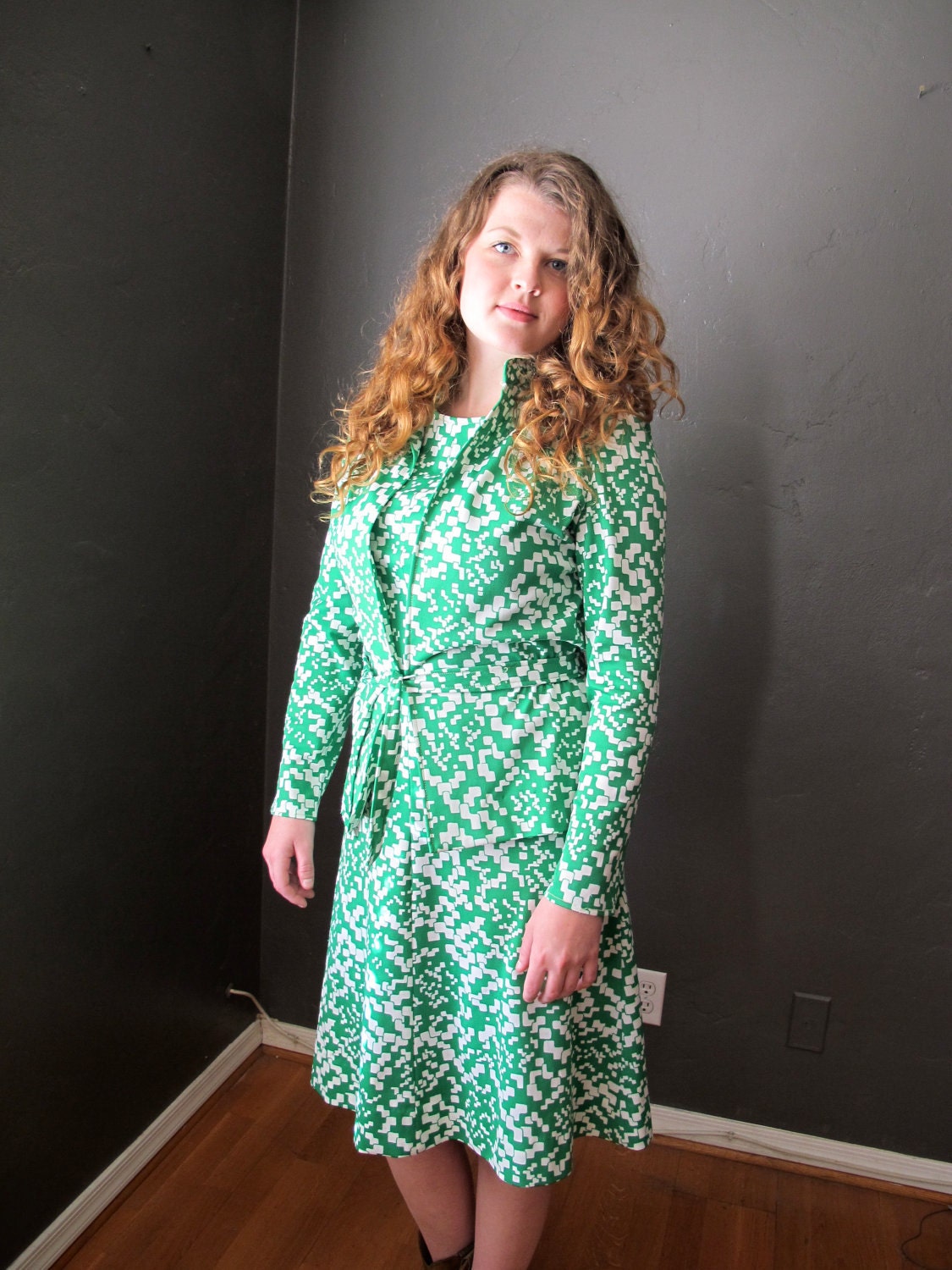 Vintage Green Dress with Matching Jacket