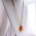Carnelian Necklace Beaded Natural Stone Brass Bronze Long Necklace Golden Amber Ombre Gemstone Pendant, Artisan Handmade Jewelry