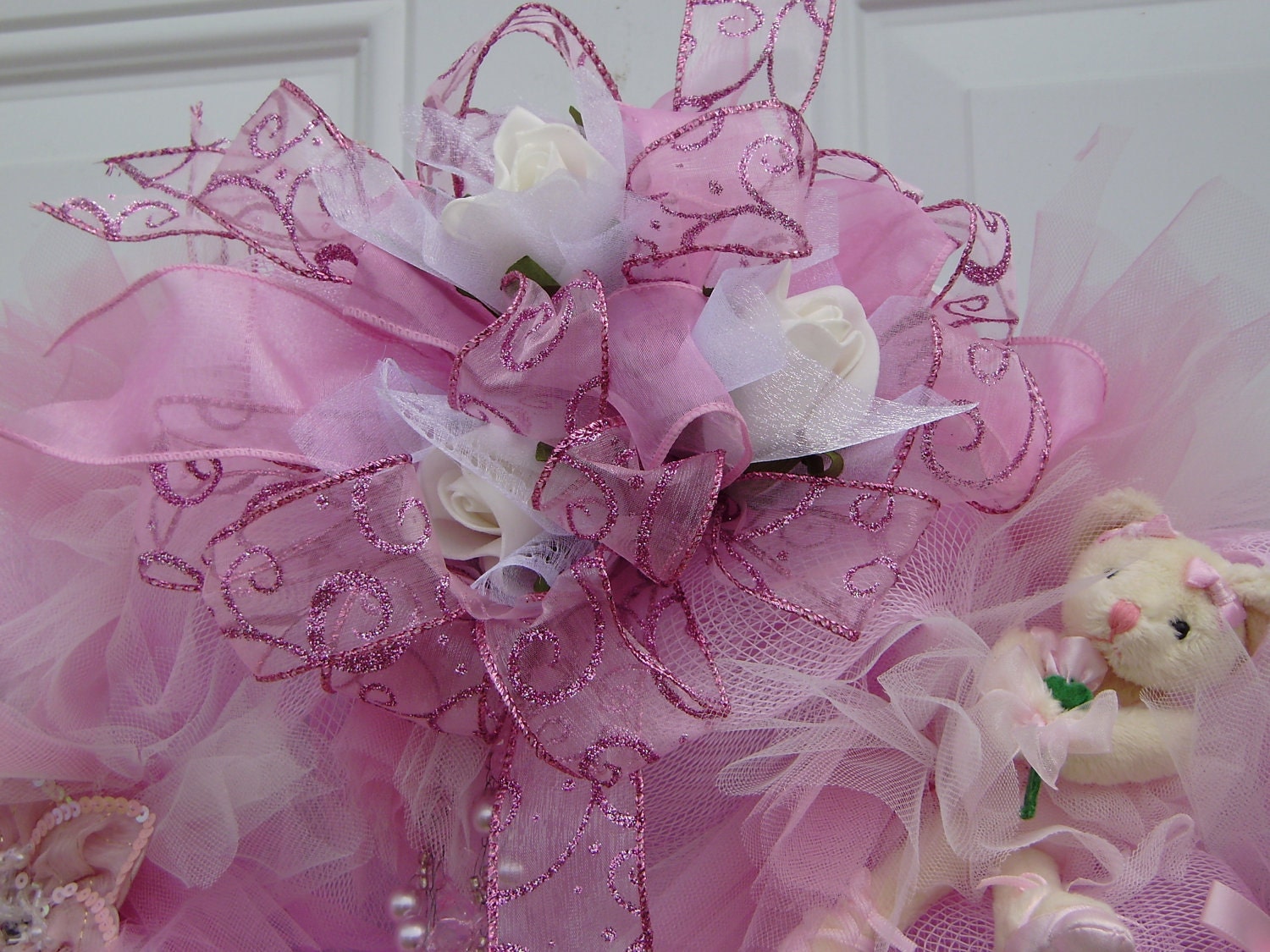 Deco Mesh Wreath Personalize Pink Tulle and Dance Decor
