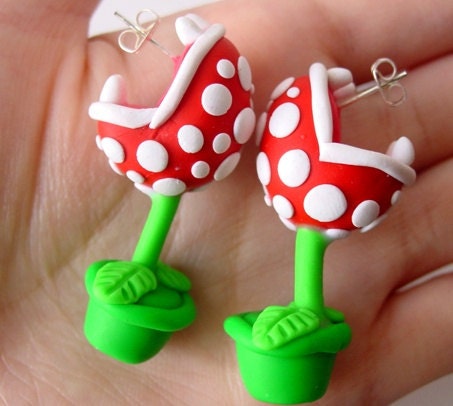 Super Mario Piranha Plant Chomper Earrings