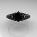 Designer Exclusive Classic 14K Black Gold 1.0 Carat Black Diamond Lace Ring R175-14KBGDBD