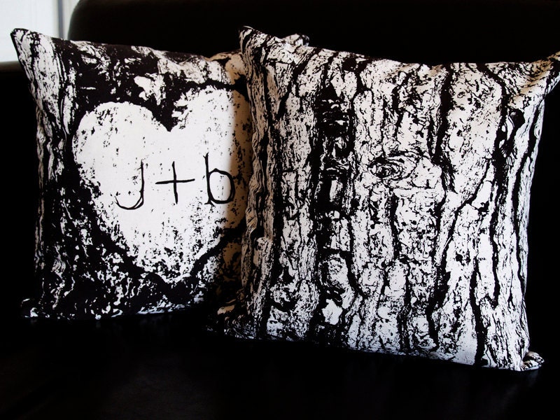 Set of 2 Tree Bark/Wood Grain Cotton Twill 14 x 14 Throw Pillow CASES ONLY