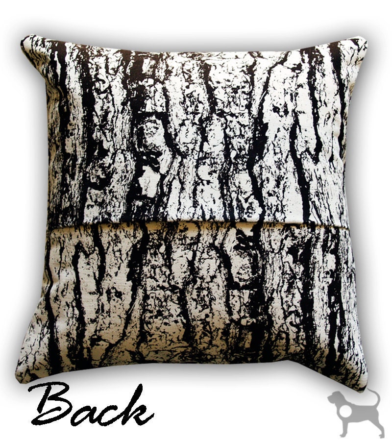 Personalized Carved Initials in Tree Bark Cotton Twill 14 x 14 Throw Pillow CASE ONLY