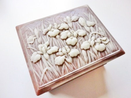 vintage genuine INCOLAY STONE jewelry box by ...