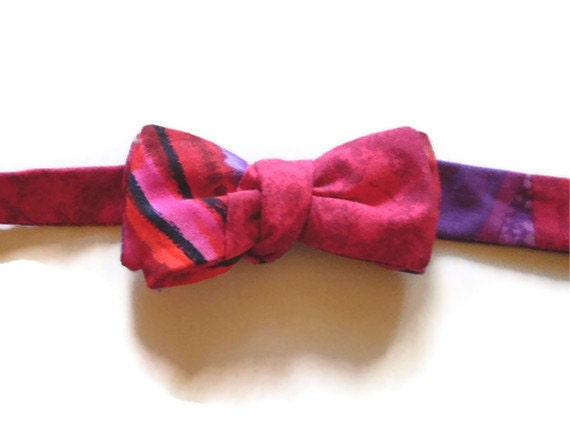 Bow Tie Red Cotton Adjustable Self Tie Reversible