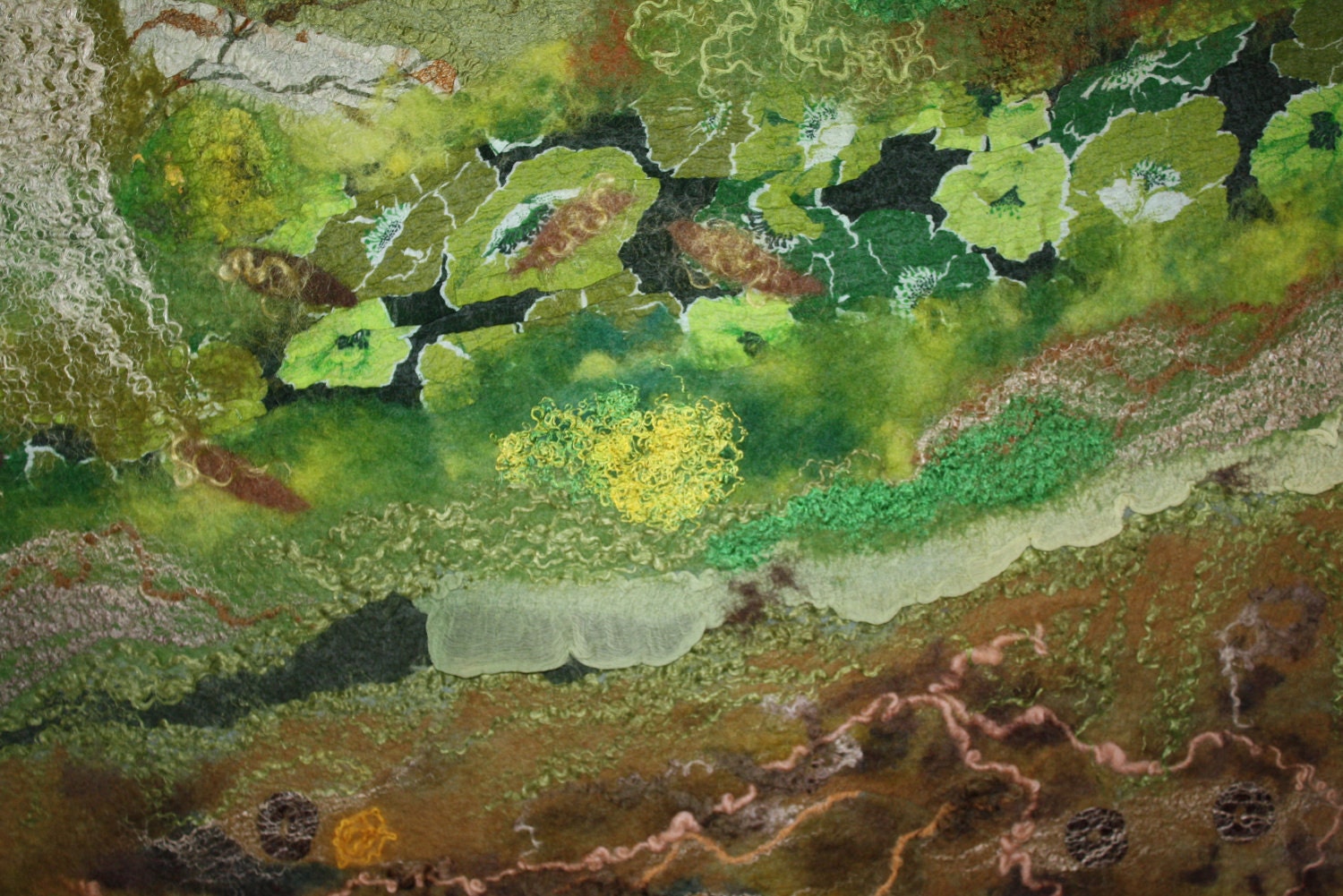 Felted Wool Picture Felt Painting Fiber Art Felted Picture wall hanging - Hot summer