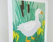 Goose and Irises Tea Towel