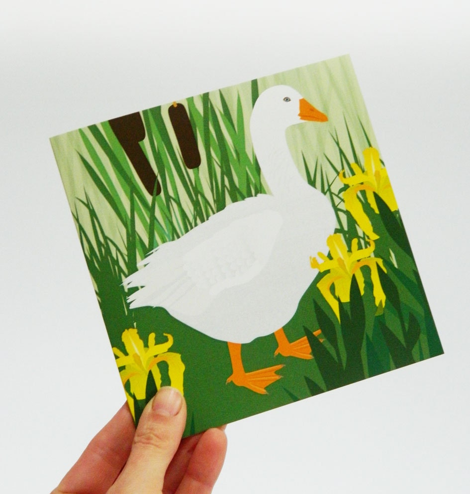 Goose and Irises card - birthday, thank you or ideal notelet