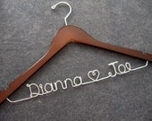 RUSH ORDER  -- Wedding Dress Hanger -- Personalized Bridal Hanger with Walnut Finish - Custom Wire Name